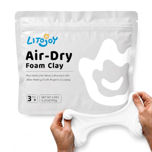 LitoJoy White Air Dry Foam Clay 100g/3.5oz Soft & Easy to Mold
