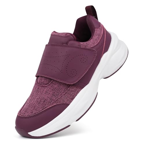 ORTOREX Women Orthopedic Diabetic Walking Sneakers Edema Shoes for Swollen Feet (8,Burgundy)