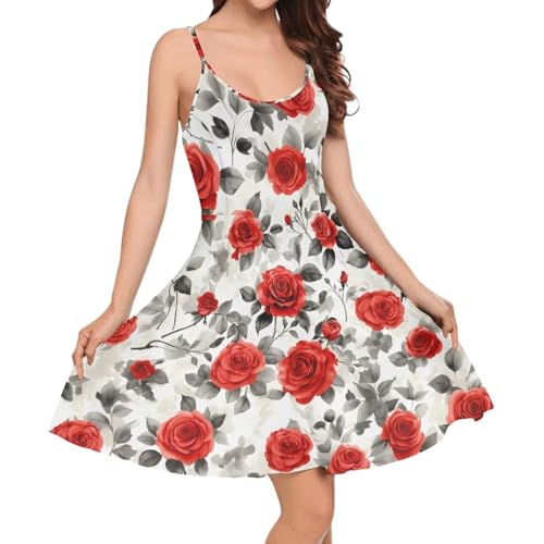 Image of Cozeyat Women Girls Summer Sleeveless Dress Casual Swing Beach Cover Up Knee Length Dresses,Large Size XS-4XL