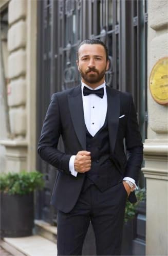 Sxfashbrd Men's Suit 3 Piece Slim Fit Set Tuxedo One Button Blazer Daily Business Suit Groomsmen Jackets Blazer for Wedding2