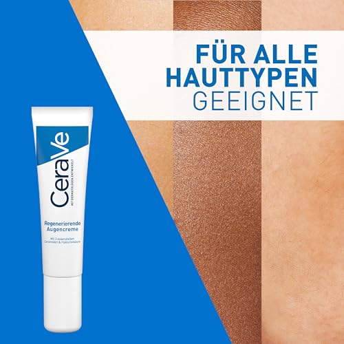 CeraVe Regenerierende Augencreme gegen Augenringe und Schwellungen, Augenpflege für normale bis trockene Haut, Mit Hyaluron und 3 essenziellen Ceramiden, 14 ml