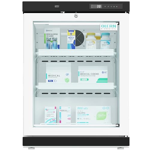 Image of OLERN 3.6 cu.ft. Medical Pharmacy Refrigerator, Digital °F Display and Alarm, Countertop Lab Fridge with Forced Air Cooling and Frost Free, Locking Vaccine Refrigerator for Clinic, Lab, Pharmacy