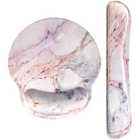 HAOCOO Keyboard Wrist Rest Pad and Mouse Wrist Rest Support Mouse Pad Set, Non-Slip Rubber Base Wrist Support with Ergonomic Raised Memory Foam for Easy Typing & Pain Relief (Colorful Marble) Cover