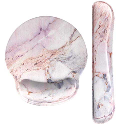 Haocoo Teclado Reposamuñecas y Ratón Soporte para reposamuñecas Alfombrilla de ratón Set, Antideslizante Base de goma con Ergonómico Espuma de memoria para Mecanografía fácil (Mármol colorido) Cover