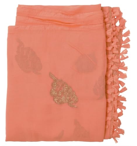 Image of YOUTHQUAKE Golden Patti Embroidered Work Chiffon Dupatta for Womens & Girls with Jaalar Lace