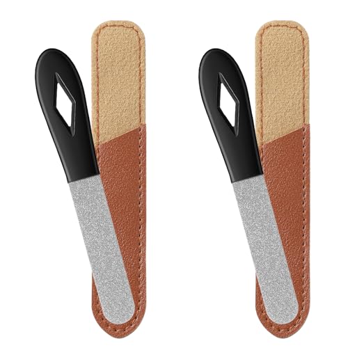 2 Pack Stainless Steel Nail Files with Leather Case
