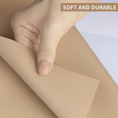 Image of Go Hooked EVA Anti Slip Fridge Mat Roll 45cm x 5m | Waterproof Shelf Liner for Kitchen Cabinet, Drawer, Refrigerator & Wardrobe | Food Grade Washable Cuttable Reusable Place Mat (Beige)