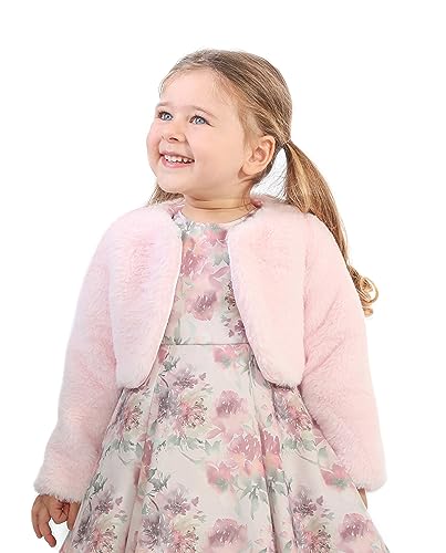 Image of Lilax Girls Cozy Faux Fur Long Sleeve Crew Neck Dress Coat