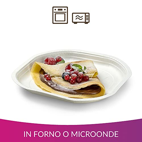 Cuki Platos planos de cartón biodegradable y compostable, ideales con alimentos líquidos y calientes, 1 paquete de 75 unidades, para picnics, fiestas, barbacoas, almuerzos y cenas, 20,3 x 20,3 cm - immagine 4