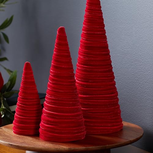 Image of Your Heart's Content Red Velvet Trees, Set of 3 (Red)