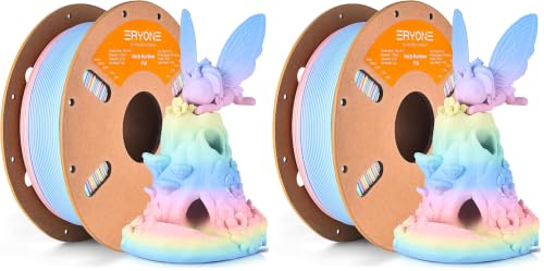 Image of ERYONE Matte Rainbow 3D Printer PLA Filament 1.75 + /- 0.03mm, Matte Muticolor Filament PLA 1KG(2.2LBS) Spool, Macaron Rainbow (Pack of 2)