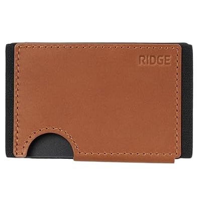 Ridge Biflex Wallet for Men - Slim Minimalist Compact Wallet with RFID Protected Lining, Leather Front Pocket Wallets for Men (Tobacco Brown)