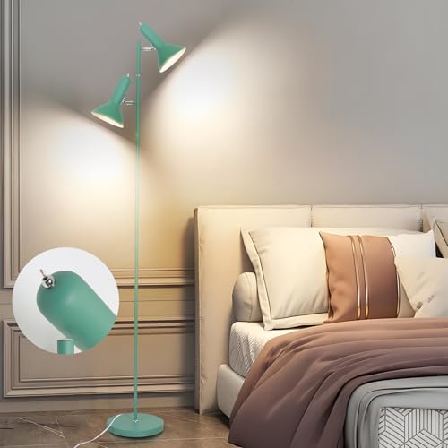 Amdelne Lampa de Pie de Salotto DIYA-Verde, 2x E27 MAX. 60W Floor lamp, Lampada da Terra Vintage altezza 171CM, Lampada da Terra Retrò in Metallo per Camera da Letto, Studio, Ufficio, Pianta