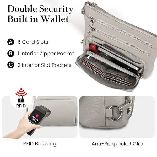 Image of befen Genuine Leather Crossbody Bags for Women, Anti-Theft Shoulder Purse with Built in RFID Wallet for Travel