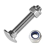 ✅ Material: Edelstahl A2 Techtanium® Schlossschrauben M12 x 70/70 mm mit Sicherungsmuttern M12 aus Edelstahl A2 (2 Stück)  Flachrundkopfschrauben  Sechskantmuttern mit Polyamidklemmteil  DIN 603 & DIN 985