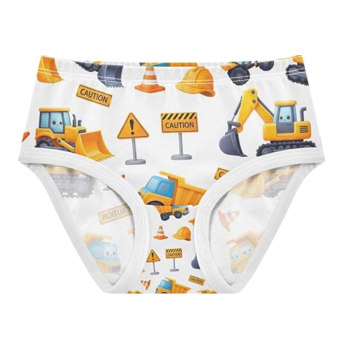 Toddler Briefs, Cute Construction Vehicles Cotton Girls Underwear, 2T–8 Years