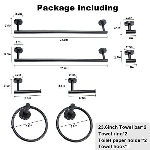 8piecesbathroomtowelracksetincludes2packs236inchtowelbar2packstowelhook2packstowelring2packstoiletpaperholdermatteblackbathroomaccessoriessets  Urban Country Home Decor 8 pieces bathroom towel rack set includes 2 packs 236 inch towel bar 2 packs towel hook 2 packs towel ring 2 packs toilet paper holder matte black bathroom accessories sets  urban country home decor