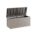 Yardgrace 270 Gallon Lockable Resin Outdoor Storage Box, Waterproof & Weather Resistant Deck Box for Patio Cushion, Garden Tools & Pool Accessories, Grey