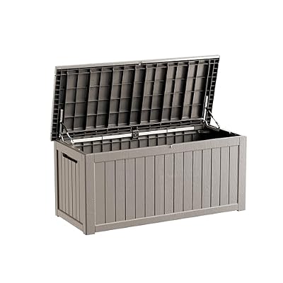Yardgrace 270 Gallon Lockable Resin Outdoor Storage Box, Waterproof & Weather Resistant Deck Box for Patio Cushion, Garden Tools & Pool Accessories, Grey