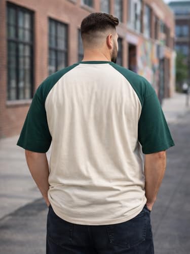 Image of Veirdo Men's 100% Pure Cotton Half Sleeve Plus Size Printed T-Shirt with Raglan Sleeve Stylish Comfortable & Durable Tees (Sizes: 2XL to 5XL)