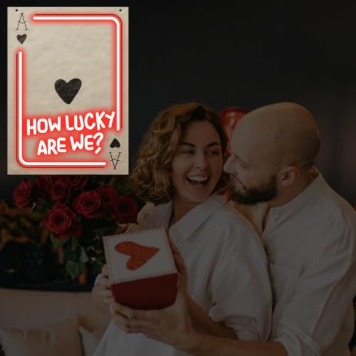 Image of Ace of Heart Neon Sign, How Lucky Are We LED Light, Gift for Lover