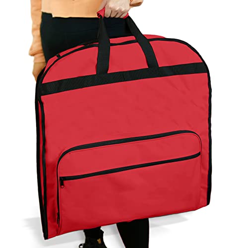 Dalix 60" Professional Garment Bag Cover Suits Dresses Gowns Foldable Shoe Pocket In Red #TOP4