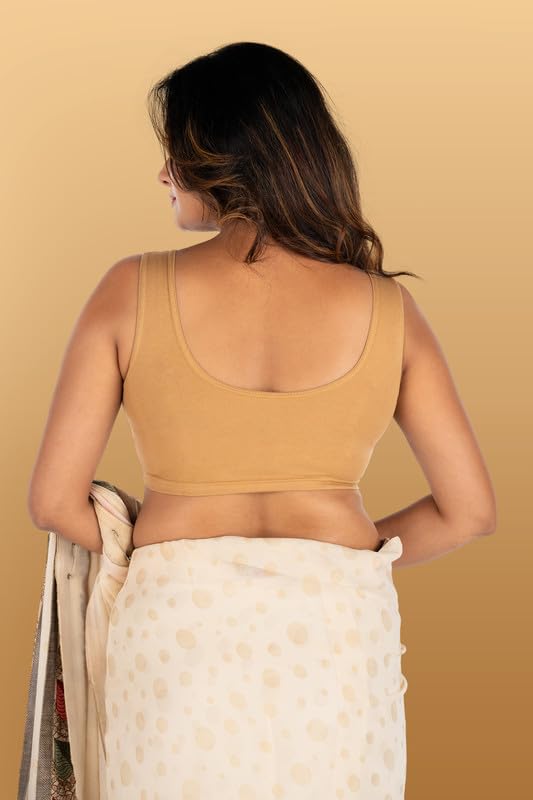 Image of Abhi Cotton Readymade Saree Blouse for Women- Sleeveless, U-Neck, Regular-fit, Stretchable, Pull-on Style