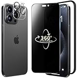 Boesklenn いphone15pro フィルム 覗き見防止 360°＋いphone15pro カメラ保護【プライバシー/のぞき見防止/上下左右 見えない 】旭硝子素材製 9H硬度 耐衝撃 指紋防止 飛散防止 反射防止 撥水撥油 対応 アイフォン 15 pro レンズフィルム+アイフォン 15 pro 360度 覗き見防止 フィルム + ガイド枠- 6.1''