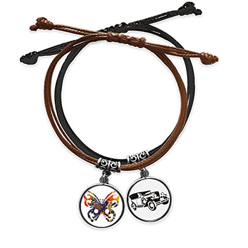 Bracelet des fleurs en papillon un cadeau poétique en cuir et corde