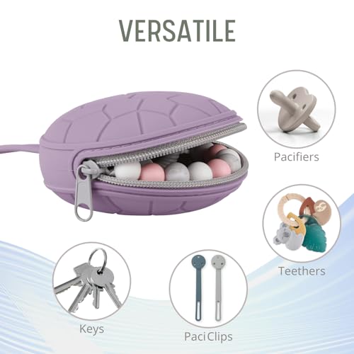 Image of Silicone Pacifier Holder Case, BPA-Free Newborn Baby Silicone Pacifier Holder for Boys & Girls (Soft Lilac /Blush)