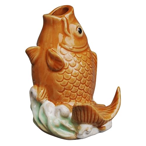 Toyvian Decorazione Fontana Giardino Forma Di Pesce Ceramica Lucida Ugello Spruzzo Per Esterno Scultura Pesce Per Fontana Zen e Decorazione Piscina Facile Installazione Per Giardini e Cort