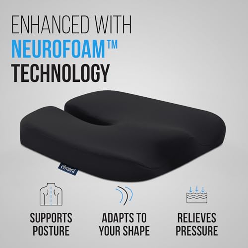 Elmara Doctor-Designed Car Seat Cushions for Driving – Car Seat Back Support, Driver Seat Cushion and Back Cushion for Car, Pillow for Driving Seat – The Ultimate Comfort Solution for Cars (Black)