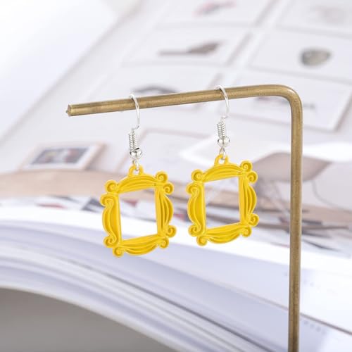Friends Earrings Yellow Door Frame Drop Earrings TV Show Merchandise Friends Themed Frame Earrings Gifts for Women Best Friends3