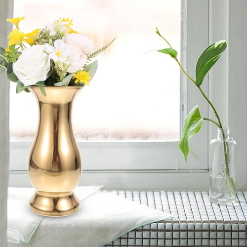 Vase en acier inoxydable or résistant pour fleurs de table basse et décoration chic