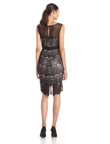 Watch Jax Women's Lace and Mesh High/Low Sheath Dress on Amazon Live