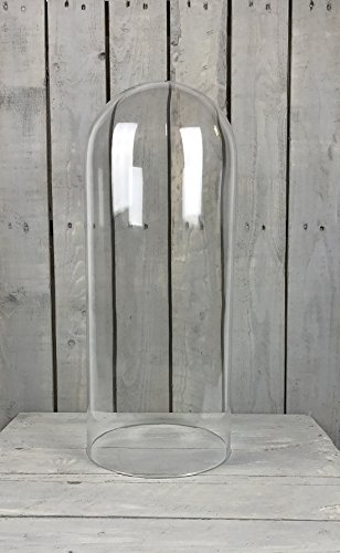 EMH - Campana de cristal circular, soplado hecho a mano, 60 x 25 cm