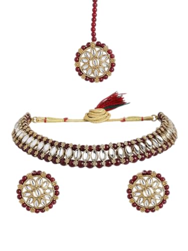 Juego de joyas Kundan chapado en oro ideal para lucir en bodas galas y fiestas