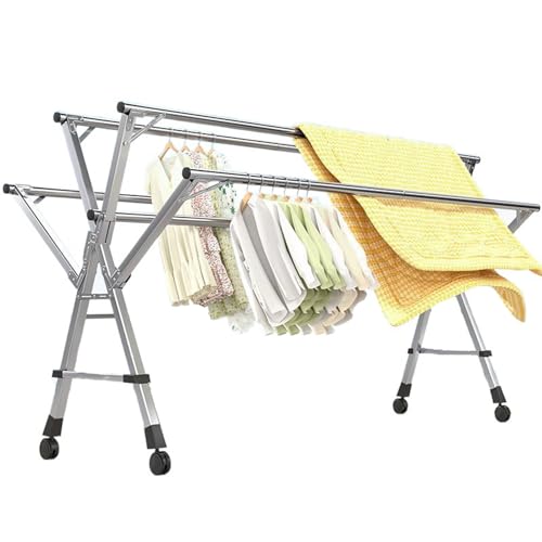 Étendoir à linge pliable en acier inoxydable de 240 cm intérieur extérieur