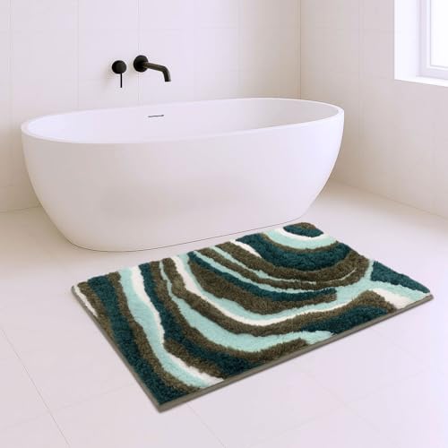 Image of Luxe Home Super Soft Canada MultiWaves Bath Mat Non-Slip Machine Washable Bathroom Mat for Home, Bedroom and Living Room (40x60 cm) - Pack of 1