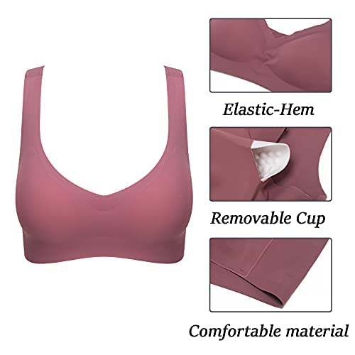 Gai Yi 3 Pack Comfort Bra Seamless Lightweight Daily Bras Beauty Back Yoga Bra With Removable Pads A-L #TOP2