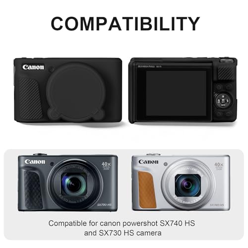 BOVKE Hard Case + Silicone Cover for Canon PowerShot SX740 SX730 Digital Camera, Shockproof EVA Storage Bag with Soft Silicone Protective Case, Removable Lens Cover, Wrist Strap, Black+Orange by BOVKE - Image 3