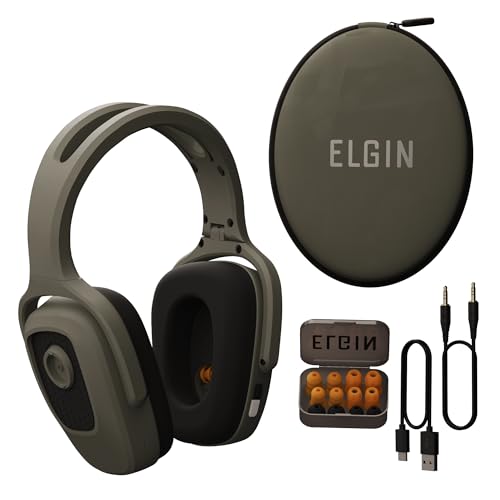 Elgin Fury Dual-Defense Safety Headphones with LED Work Light, 3 Wearable Modes (Headphones, Earbuds, Both), Noise Reduction Hearing Protection Headset for Outdoor Hunting, Power Tools, Chainsaw Use
