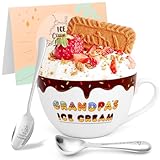 Elvarias Grandpa's Ice Cream Bowl Set, Father's Day Grandpa's Gift, Ice Cream Bowl with Scoop, Spoon and Greeting Card, Father's Day for Grandpa from Grandchildren