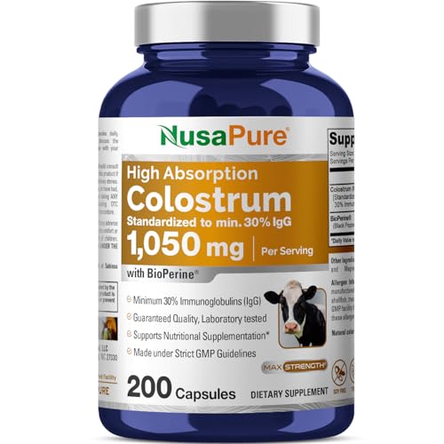 NusaPure Colostrum 1050mg 30% IgG 200 capsules (Non-GMO, Soyfree) Bioperine NusaPure Colostrum 1050mg 30% IgG 200 capsules (Non-GMO, Soyfree) Bioperine