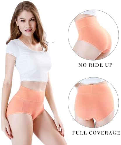 wirarpa Women's Underpants High Waist Cotton Elastic Panties Postpartum Shorts Pack of 5