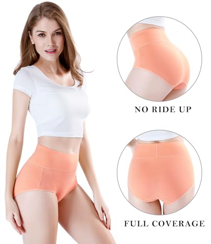 image for wirarpa Women's 4 Pack Cotton Underwear High Waisted Briefs Ladies Pan