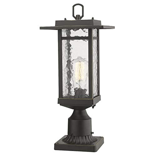 Black Friday Clearance Beionxii Outdoor Post Light, Outside Pillar Lantern with 3-Inch Pier Mount Adapter, Oil Rubbed Bronze w/Water Ripple Glass (8.2"W x 18.5"H) - A268P-1PK Black Friday Clearance Beionxii Outdoor Post Light, Outside Pillar Lantern with 3-Inch Pier Mount Adapter, Oil Rubbed Bronze w/Water Ripple Glass (8.2"W x 18.5"H) - A268P-1PK