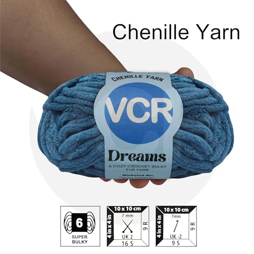 Image of VCR Air Force Blue, 100 Grams Hank, 60 Meters Length, Premium Polyester Ball for Crochet and Knitting, Pack of 1 Yarn, Soft and Bulky Fur Suitable for DIY