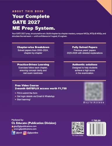 Image of GATE 2027 Mechanical Engineering | Chapter-wise Previous Year Solved Papers (2000-2026) | 27 Years PYQ with Detailed Solutions | MCQs, NTQs & MSQs | GATE ME Chapterwise Question Bank