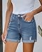 LookbookStore Women's Denim Blue Jean Shorts High Waist Fashion Stretch Light Blue Medium